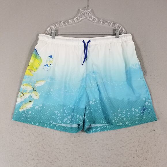 Guy Harvey Swim Trunks Shorts Mens 2XL Fish Ocean Boardshorts Drawstring Lined - Picture 1 of 16